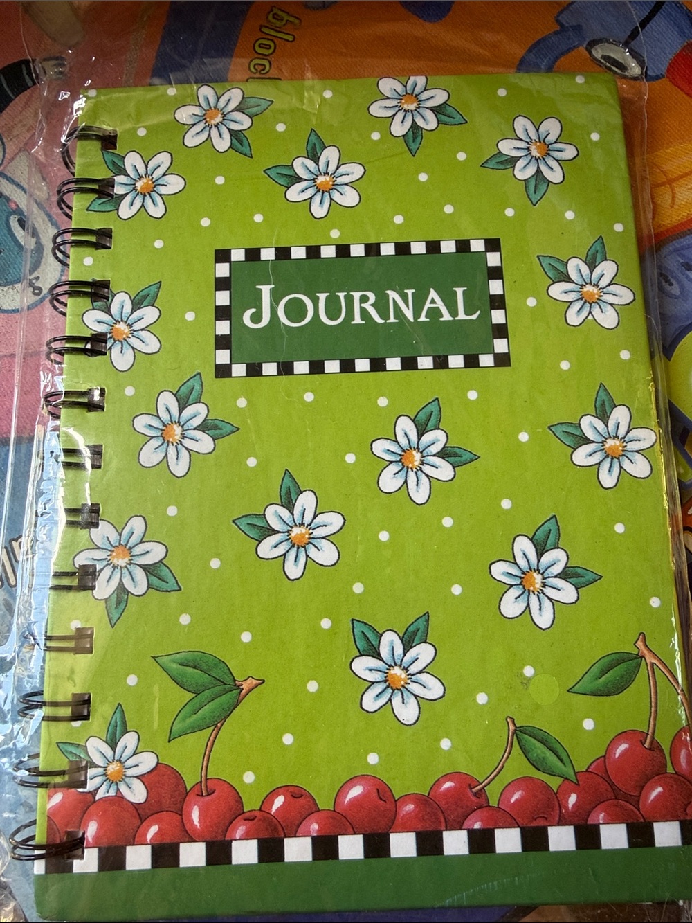 Mary Engelbreit Spiral Journal - Green Floral Cherry Cover